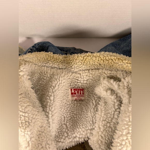 Vintage Levis San Francisco Denim Jean Trucker Jacket Size 50 R Sherpa Lined USA - Picture 7 of 13